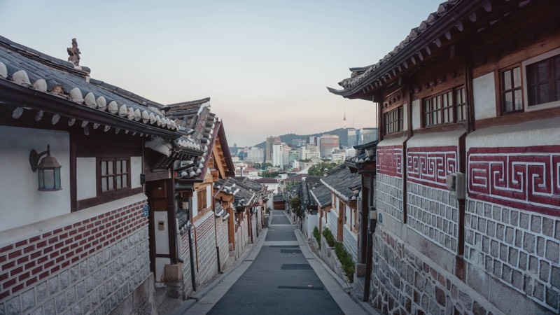 Traditional hanok alleyway in Bukchon Hanok Village Seoul